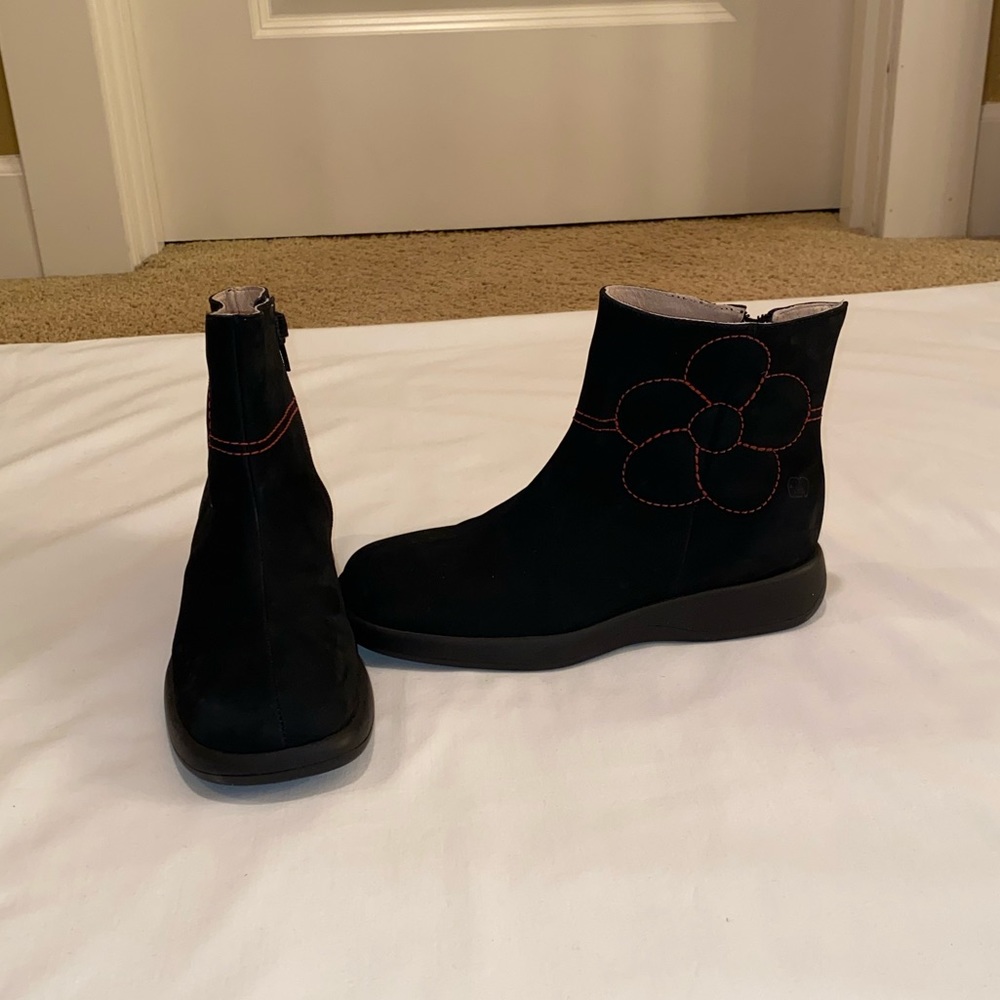 Elefanten Girls Black Ankle Boot with Flower Motif